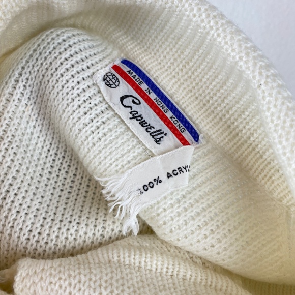 Vintage 70/80s White Knit Cardigan Sweater Lion Silver Button Front Boho Granny - Picture 11 of 11